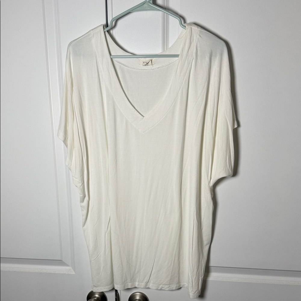 White V-Neck Women's Top